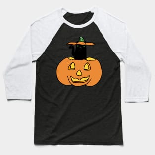 Black Cat inside Jack o' Lantern Baseball T-Shirt